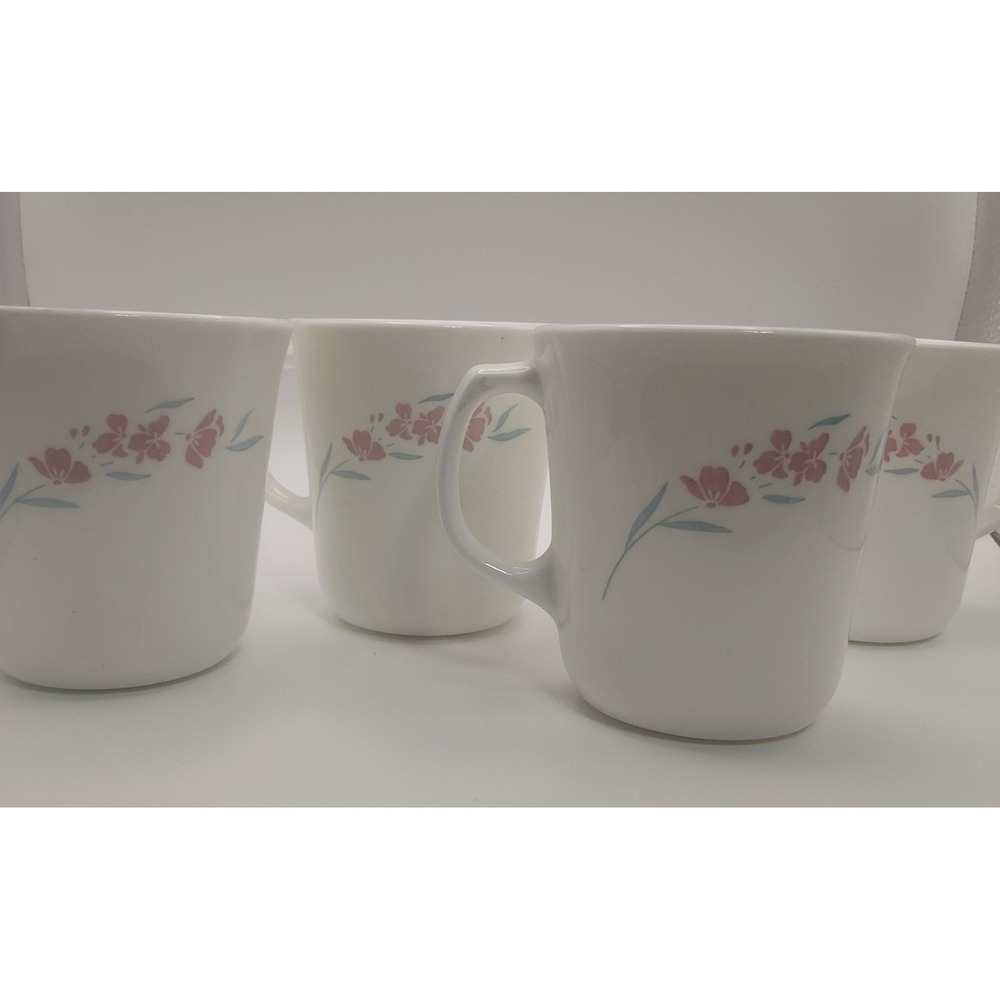 Set of 4 Corning USA Mugs Pink‎ Floral Coffee Tea Cups